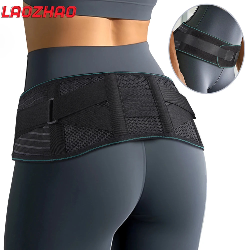 1 attelle pour le bas du dos pour soulager la douleur – Ceinture de soutien lombaire réglable pour sciatique, respirante et stabilisation avec 4 supports en acier