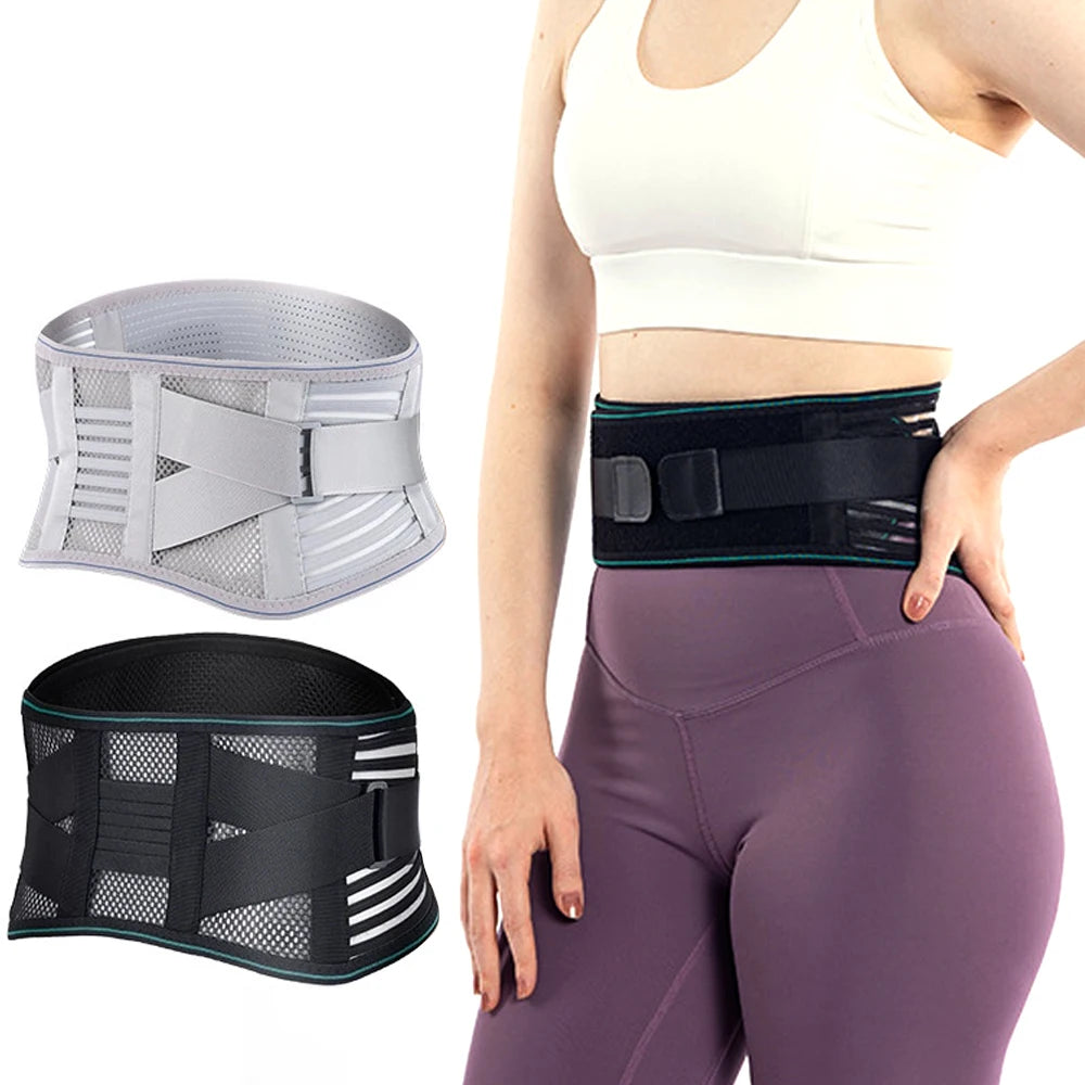 1 attelle pour le bas du dos pour soulager la douleur – Ceinture de soutien lombaire réglable pour sciatique, respirante et stabilisation avec 4 supports en acier