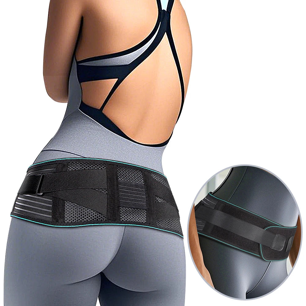 1 attelle pour le bas du dos pour soulager la douleur – Ceinture de soutien lombaire réglable pour sciatique, respirante et stabilisation avec 4 supports en acier