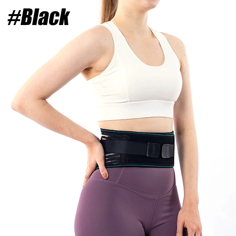1 attelle pour le bas du dos pour soulager la douleur – Ceinture de soutien lombaire réglable pour sciatique, respirante et stabilisation avec 4 supports en acier