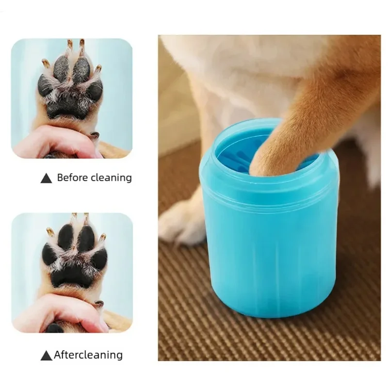 Nettoyeur de pattes de chien, peignes en Silicone souple, Portable, pour l'extérieur, lave-pieds pour animaux de compagnie, brosse de nettoyage des pattes, lavage rapide, seau de nettoyage des pieds