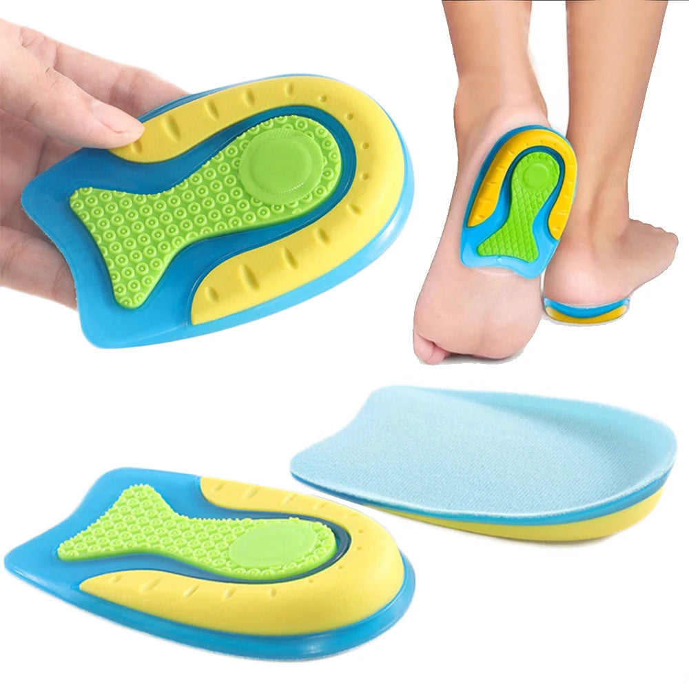 Semelles intérieures en gel de silicone pour le traitement des douleurs plantaires, de la fasciite et des épine calcanéenne, inserts de soutien du talon, coussinets rehausseurs pour chaussures