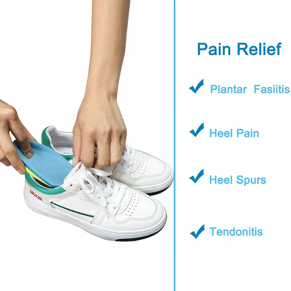 Semelles intérieures en gel de silicone pour le traitement des douleurs plantaires, de la fasciite et des épine calcanéenne, inserts de soutien du talon, coussinets rehausseurs pour chaussures