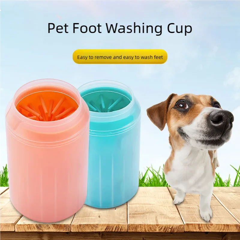Nettoyeur de pattes de chien, peignes en Silicone souple, Portable, pour l'extérieur, lave-pieds pour animaux de compagnie, brosse de nettoyage des pattes, lavage rapide, seau de nettoyage des pieds