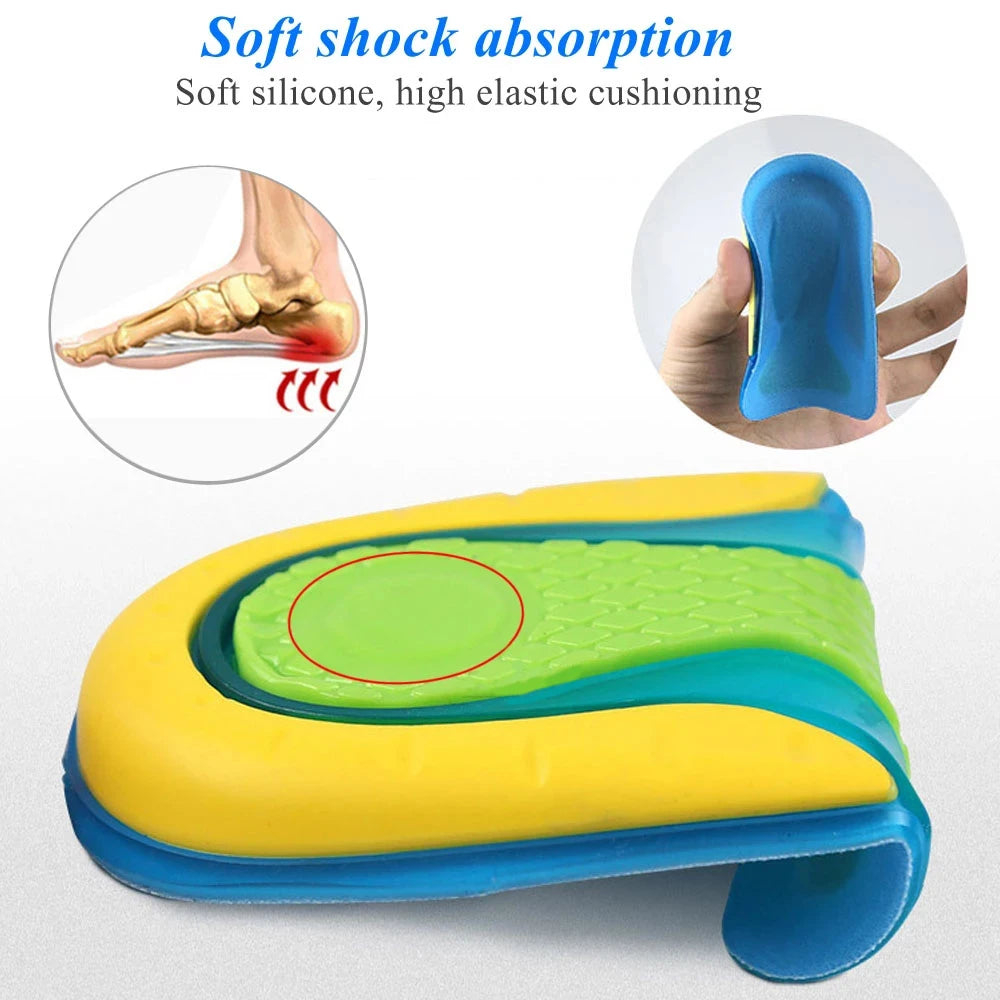 Semelles intérieures en gel de silicone pour le traitement des douleurs plantaires, de la fasciite et des épine calcanéenne, inserts de soutien du talon, coussinets rehausseurs pour chaussures