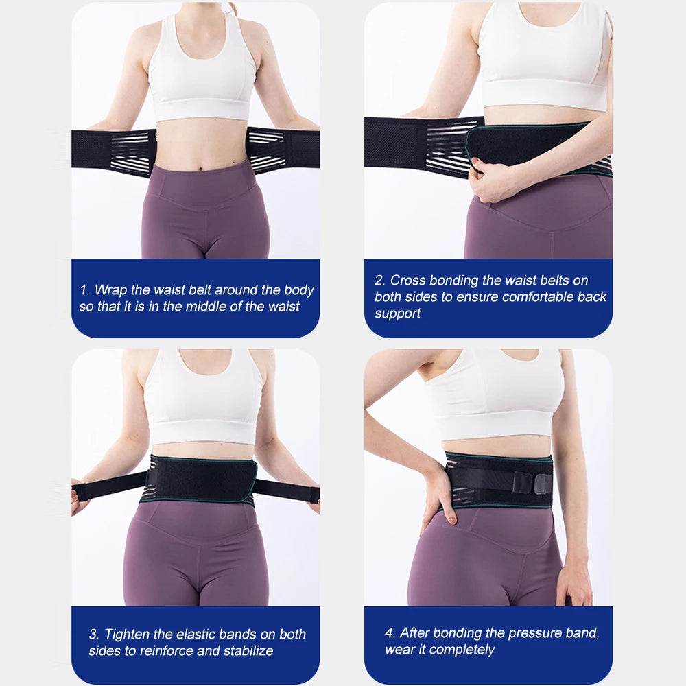 1 attelle pour le bas du dos pour soulager la douleur – Ceinture de soutien lombaire réglable pour sciatique, respirante et stabilisation avec 4 supports en acier