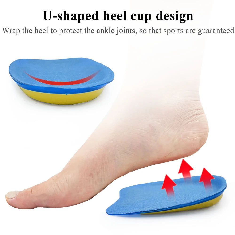 Semelles intérieures en gel de silicone pour le traitement des douleurs plantaires, de la fasciite et des épine calcanéenne, inserts de soutien du talon, coussinets rehausseurs pour chaussures